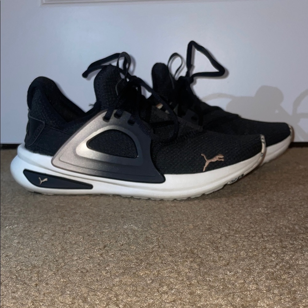 Puma Black and Silver Athletic Shoes